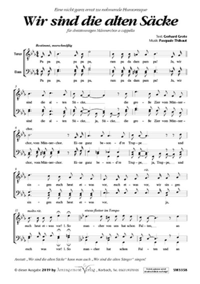Wir sind die alten Säcke für Männerchor (TBB) a cappella