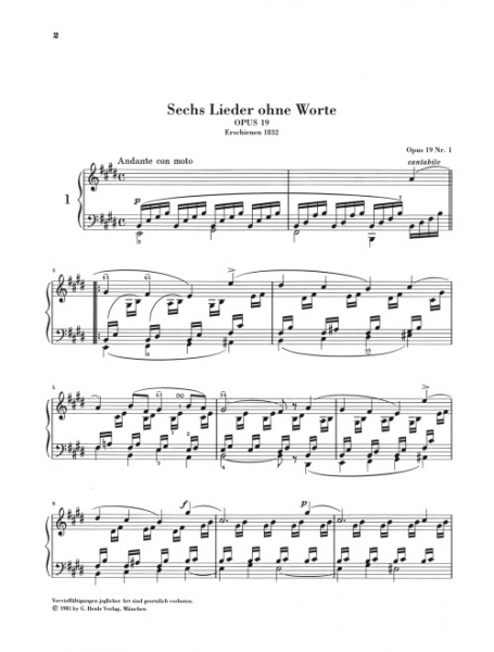 Sammelband für Klavier Klavierwerke Band 3 - Lieder ohne Worte