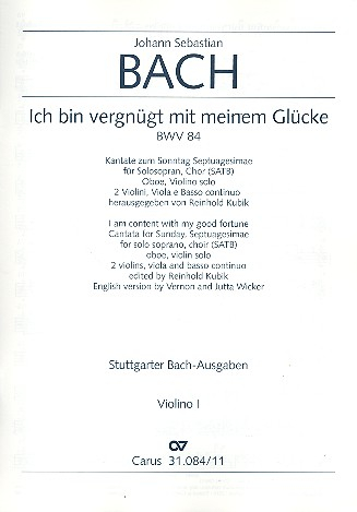 Ich bin vergnügt mit meinem Glücke Kantate Nr.84 BWV84