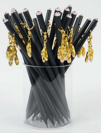 Bleistift mit Anhänger Ballettschuhe golden/Kristall