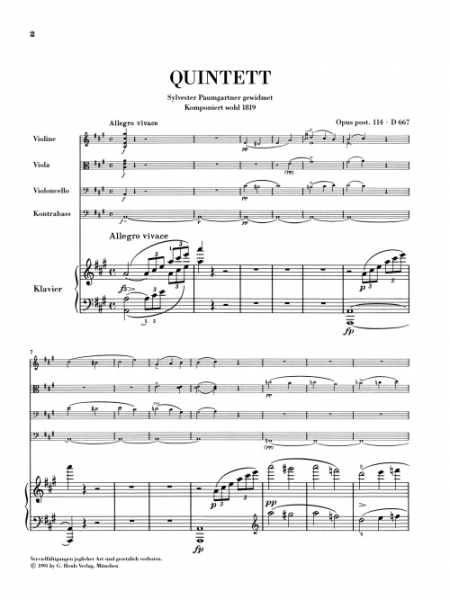 Kammermusik Quintett A-Dur op 114 D 667
