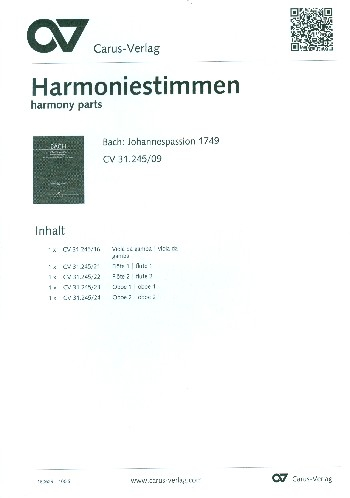 Johannespassion BWV245 (Fassung 4 von1749) für Soli, gem Chor und Orchester