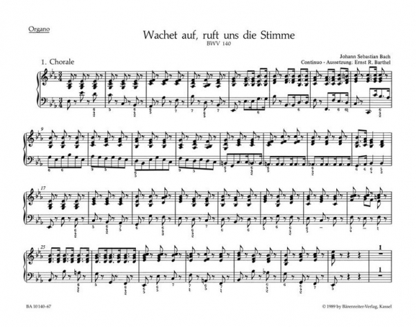 Wachet auf ruft uns die Stimme Kantate Nr.140 BWV140