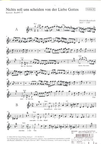 Nichts soll uns scheiden BuxWV77 Kantate für 3 Singstimmen (SAB),
