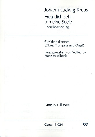 Freu dich sehr o meine Seele : für Oboe d&#039;amore (Oboe, Trompete) und Orgel
