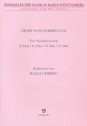 Kadenzen zu 4 Violinkonzerten von Ernst von Gemmingen für Violine