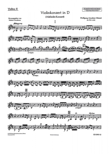 Violinkonzert in D KV Anh. 294a für Violine und Orchester