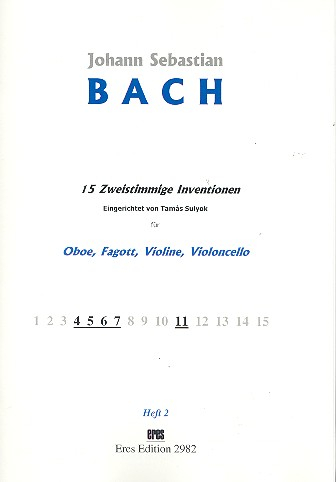 15 zweistimmige Inventionen Band 2 für Oboe, Fagott, Violine und Violoncello