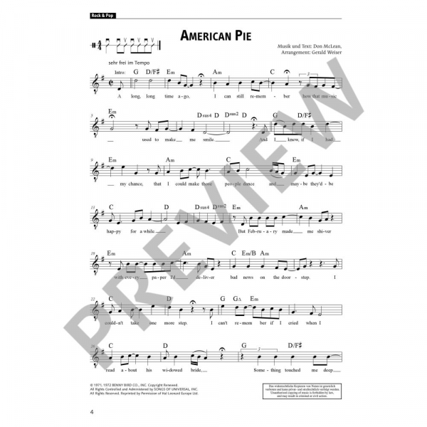 Songbook für Gitarre Rock & Pop Gitarren-Songbook