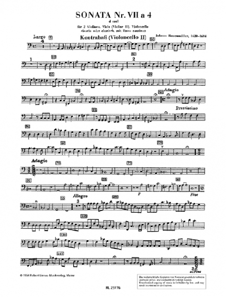 Sonate d-Moll Nr.7 à 4 für Streicher und Bc
