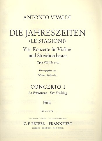 Konzert E-Dur RV269 op.8,1 &#039;Der Frühling&#039; für Violine und Streicher