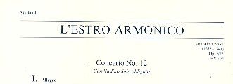 Konzert E-Dur L'Estro Armonico op.3,12 RV265 für Violine, Streicher und Bc