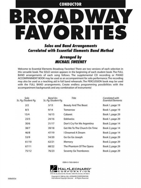 Broadway Favorites: for concert band