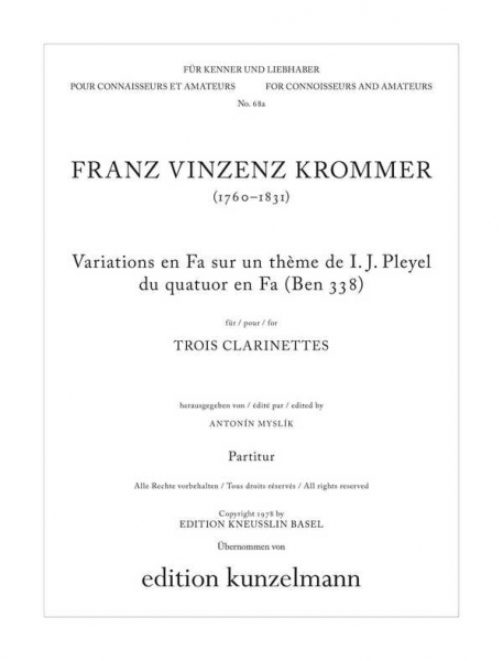 Variations en fa sur un thème de I.J. Pleyel für 3 Klarinetten