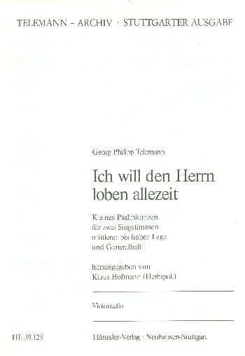 Ich will den Herrn loben allezeit für 2 Singstimmen und Bc