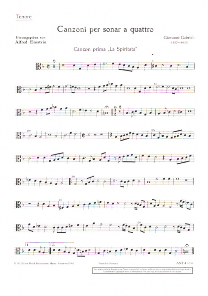 Canzoni für beliebige Instrumente (SATB), Basso continuo ad libitum