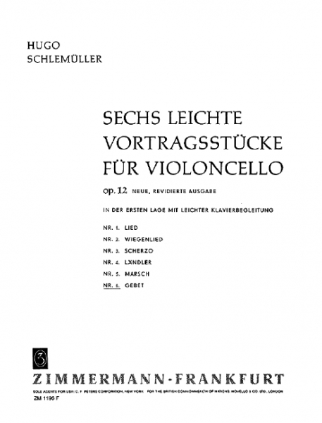 6 leichte Vortragsstücke op.12 Band 6 (Nr.6) für Violoncello und