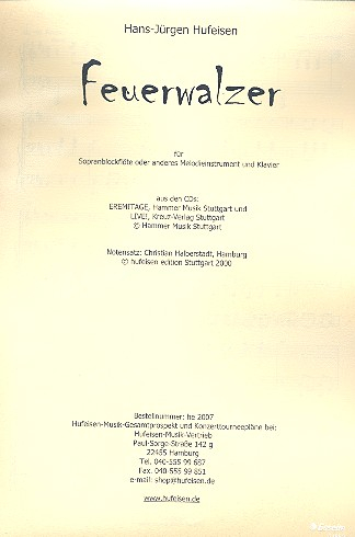 Feuerwalzer für Sopranblockflöte (Melodieinstrument) und Klavier