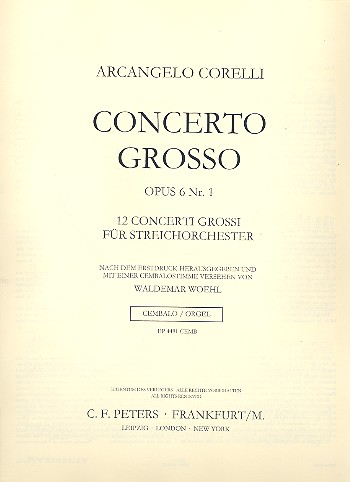 Concerto grosso D-Dur op.6,1 für 2 Violinen, Violoncello, Streicher und Bc