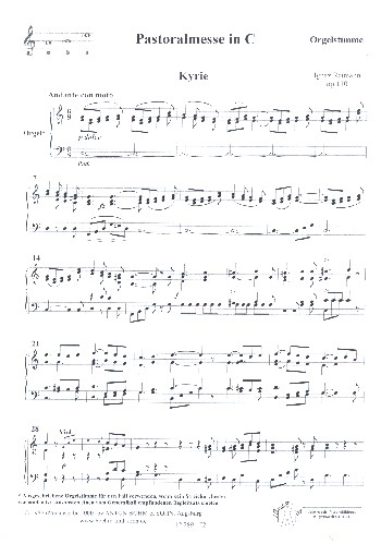 Pastoralmesse C-Dur op.110 für gem Chor und Orgel, Streicher ad lib.