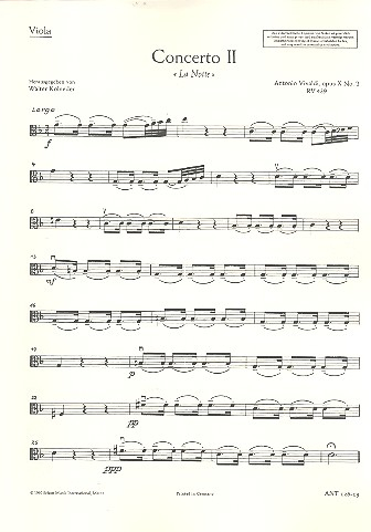 Concerto Nr. 2 g-Moll op. 10/2 RV 439/PV 342 für Flöte (Alt-Blockflöte), Streichorchester und Basso