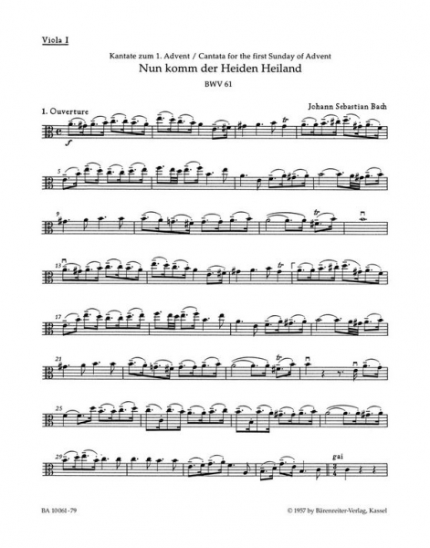 Nun komm, der Heiden Heiland Kantate Nr.61 BWV61