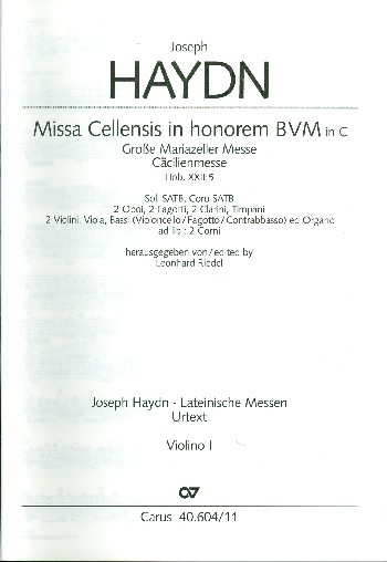 Große Mariazeller Messe C-Dur Hob.XXII:5 für Soli, gem Chor und Orchester