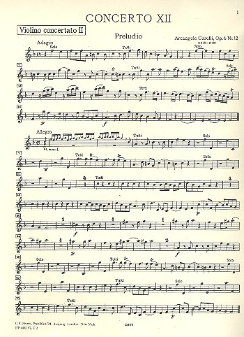 Concerto grosso F-Dur op.6,12 für 2 Violinen, Violoncello und Orchester