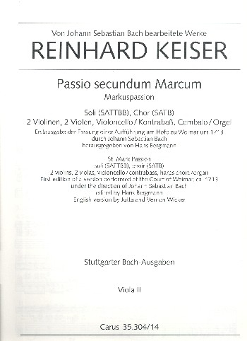 Markuspassion für Soli (SATTBB), Chor, Orchester und Orgel