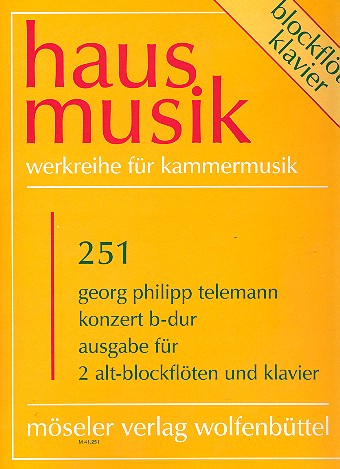 Konzert B-Dur für 2 Altblockflöten und Klavier