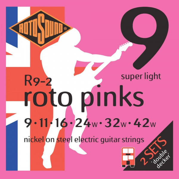 Saitensatz Doubledecker für E-Gitarre Rotosound Pink R9DD