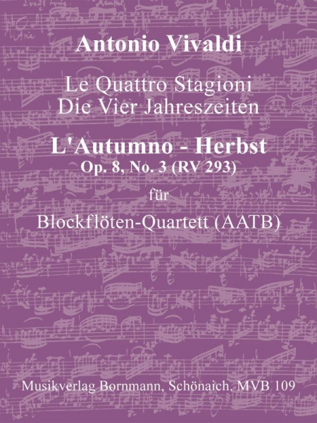 Konzert op.8,3 RV293 Der Herbst für 4 Blockflöten (AATB)