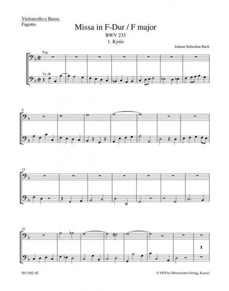 Missa F-Dur BWV233 für Soli, gem Chor und Orchester