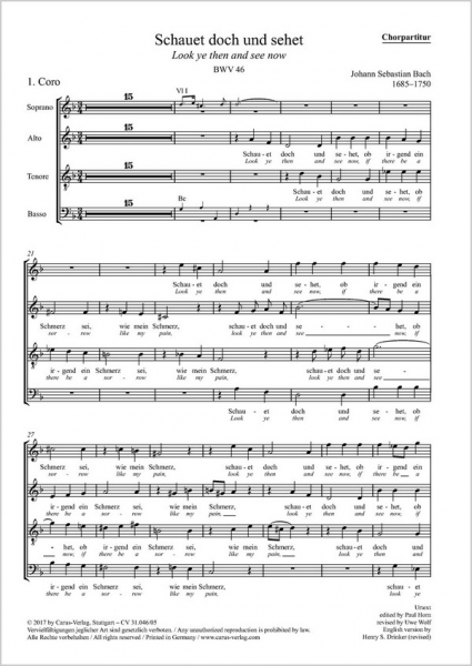 SCHAUET DOCH UND SEHET KANTATE NR.46 BWV46