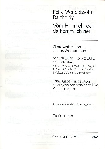 Vom Himmel hoch für Soli (S Bar), gem Chor (SSATB) und Orchester