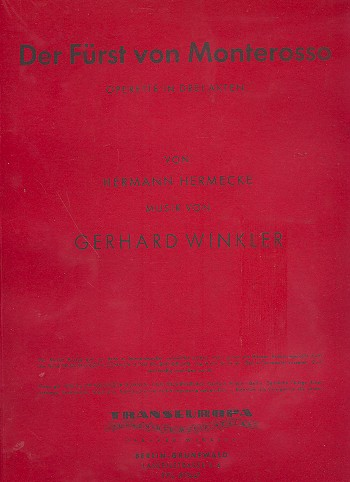 Der Fürst von Monterosso Klavierauszug