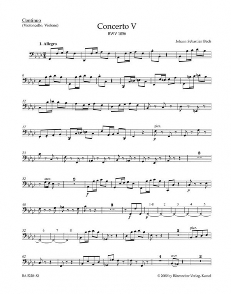 Konzert f-Moll BWV1056 für Cembalo, Streicher und Bc