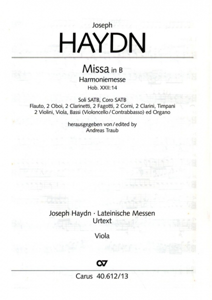 Harmoniemesse B-Dur Hob.XXII:14 für Soli, gem Chor und Orchester
