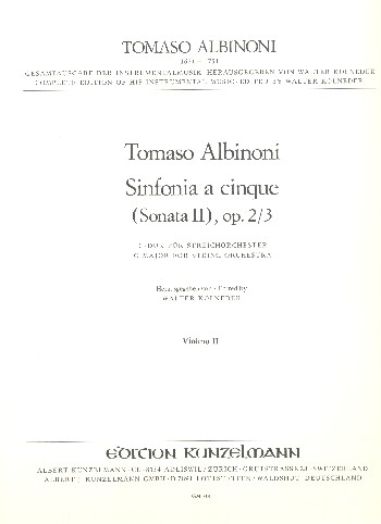 Sinfonia a cinque C-Dur op.2,3 (Sonata Nr.2) für Streichorchester