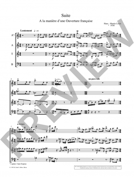 Suite für Blockflöte Linde Suite