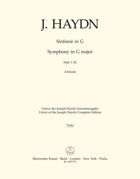 Sinfonie G-Dur Nr.92 Hob.I:92 - Oxford für Orchester