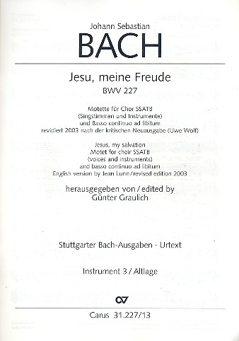 Jesu meine Freude BWV227 für Chor (SSATB) und Instrumente