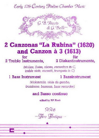 2 canzonas (la rubina, canzon a 3) für 2 Diskantinstrument, 1 Baßinstrument