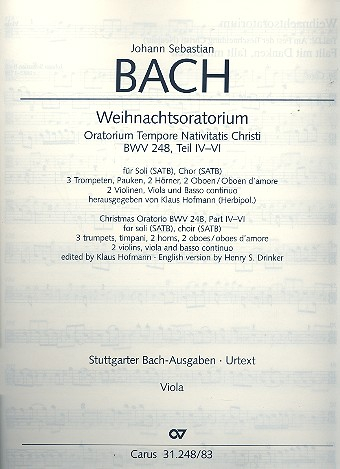 Weihnachtsoratorium BWV248 Teile 1-6 für Soli, gem Chor und Orchester
