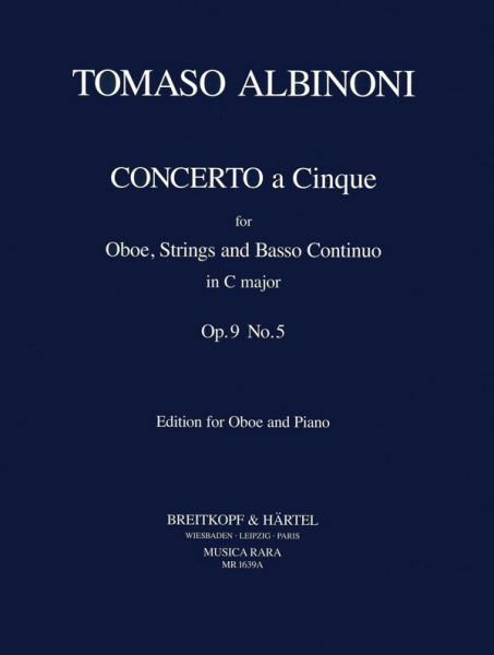 Concerto à cinque C major op.9,5 for oboe and strings for oboe