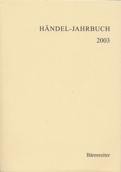 Händel-Jahrbuch 2003 Jahrgang 49