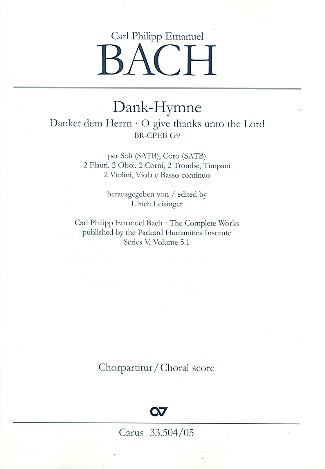 Dank-Hymne der Freundschaft BR-CPEBG9 für Soli, gem Chor und Orchester