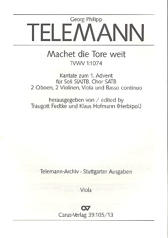 Machet die Tore weit für Soli (SATB), Chor und Orchester
