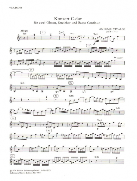 Konzert C-Dur PV85 für 2 Oboen, Streicher und Cembalo