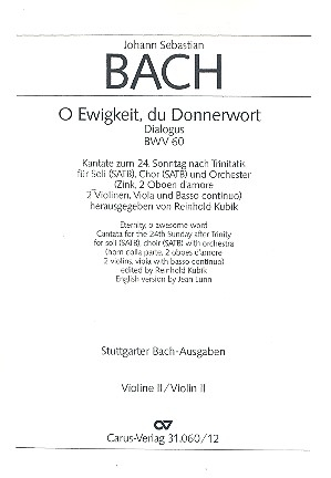 O Ewigkeit, du Donnerwort Kantate Nr.60 BWV60